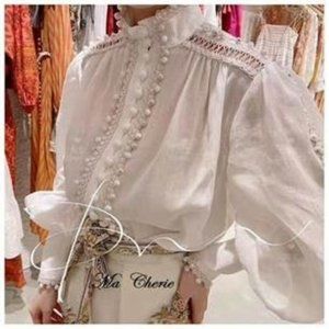 White shirt puffy sleeves with details, brand new